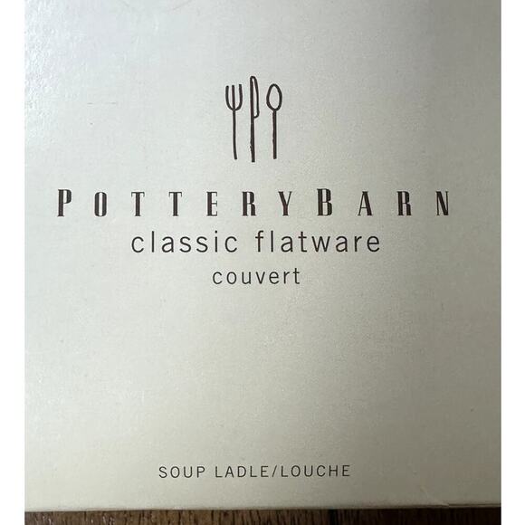 Pottery Barn 18/8 Stainless Steel Classic Flatware Soup Ladle W. Box - Picture 6 of 7